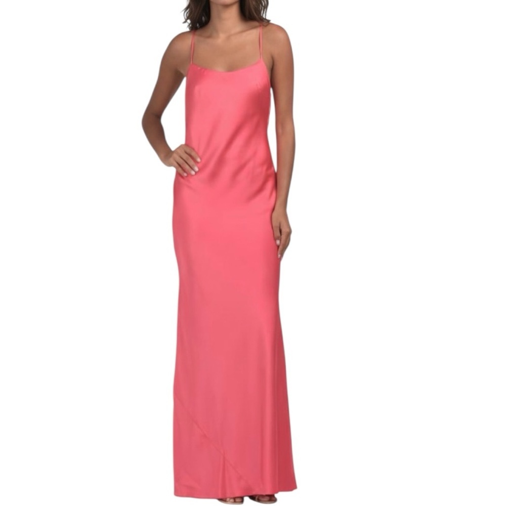 NWT ADRIANNA PAPELL Sleeveless Scoop Neck Back Drape Satin Dress Gown Size 6